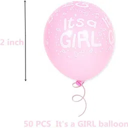 hemito Printed Premium Metallic Latex Printed Its a Girl Balloons (Pack of 50) Pink Balloons for Decoration Balloon image 3