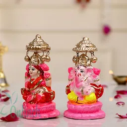 b s natural Ganesh Laxmi Status for Home Décor Ganesha Lakshmi Idol for Diwali Puja Decorative Showpiece - 14 cm image 3