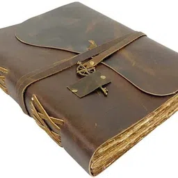 craft club Finished Leather Journal With & Antique Paper A5 Diary Unruled 200 Pages-picture-21