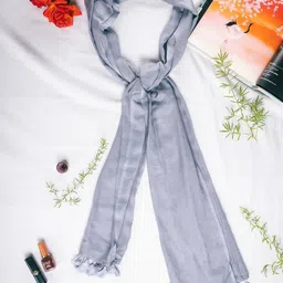 javinishka Solid Rayon Women Grey Fancy Scarf, Scarf, Stole-picture-12