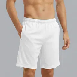 Solid Men White Sports Shorts-image-48