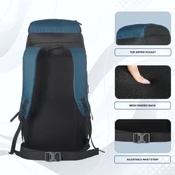 mountile TRECK VENTURE 50L Travel Backpack for Hiking Trekking with Rain Cover Rucksack - 50 L image 3