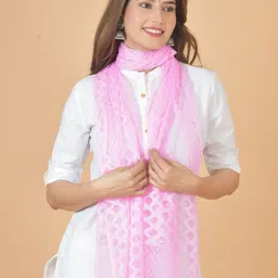 nakoda creation Net Self Design Pink Women Dupatta-picture-26