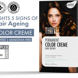 thriveco Permanent Color Creme | No Ammonia | No PPD | Powered by HYAPLEX™ , Dark Brown , Dark Brown image 5
