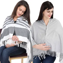lula mom Lulamom Multi-Purpose Breast Feeding Nursing Shawl - Pack of 2 Feeding Cloak-picture-46