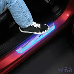 carzex Premium High Quality With Mirror Finish Car Door Foot Step LED Sill Plate for Mahindra Bolero. (Set of 4 Pcs) Door Sill Plate image 2