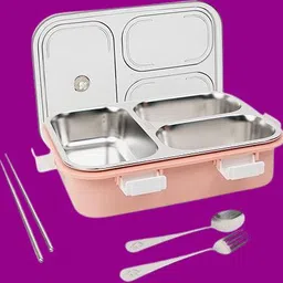 vrjk Compartment -3 Sealed Leak Proof Stainless Steel For Kid's & Adult_K1250 3 Containers Lunch Box-picture-16