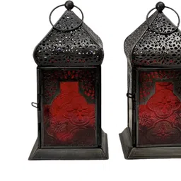 hihomedecor Black Iron, Glass Table Lantern-picture-12
