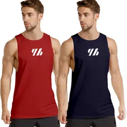 Pack of 2 FTX Men Round Neck Printed Multicolor Sports Vest Men Vest-picture-12