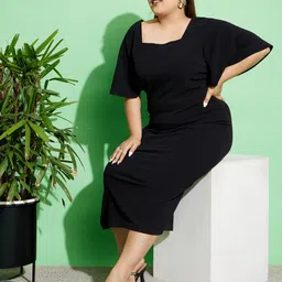 sassafras curve Women Bodycon Black Midi/Calf Length Dress-picture-13