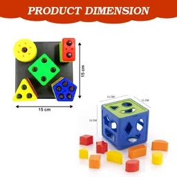 toy dekho Buy 1 Get 1 Shape Sorter Cube and Stacker Puzzle Toy Set Multicolor for Kids 3+ image 2