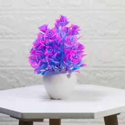 sanol set of 2 artificial flower with pot bonsai wild flower for & office décor Purple Rose Artificial Flower with Pot image 2