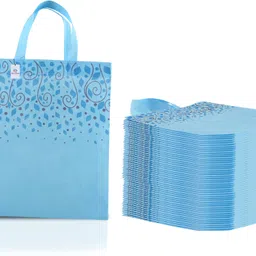 heart home Non-Woven Top Leaf Shopping Bags for Grocery|Pack of 50|Large|Sky Blue Pack of 50 Grocery Bags-picture-39