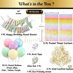 shimmers Pastel Rainbow Birthday Decoration – Multicolor Balloons, 1st Birthday Backdrop image 2