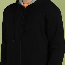 alan jones Men Full Sleeve Solid Hooded Sweatshirt image 4