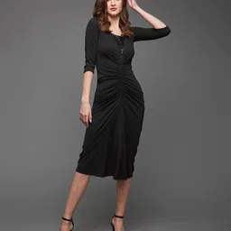 miss chase Women Bodycon Black Midi/Calf Length Dress-picture-14