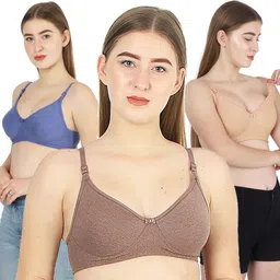 x-well Pack of 3 Women Full Coverage Non Padded Bra image 1