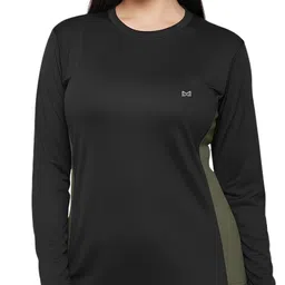 white moon Women Striped Round Neck Polyester Black T-Shirt-picture-23