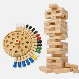 arovemic Memory Chess & Jenga Combo | 2-in-1 Educational Fun Game Set for Kids (3+ Years) image 1
