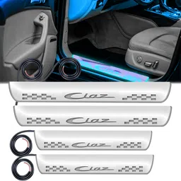 carzex Mirror Finish Door Foot Step LED Sill Plate for Ciaz(Set of 4, Blue) Car Fancy Lights-picture-18