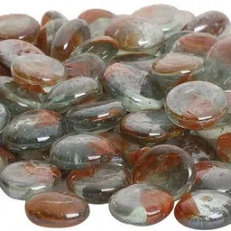 bhaktinayak Glossy Finish Shiny Glass Pebbles For Aquarium (Transparent Orange Leaf_P32 Polished Round, Oval Fire Glass Pebbles-picture-10