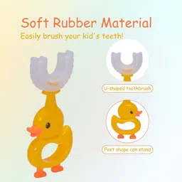 adore Quack Quack U Shaped Chick Design Toothbrush 2-7 Years- Pack of 2 Ultra Soft Toothbrush image 4