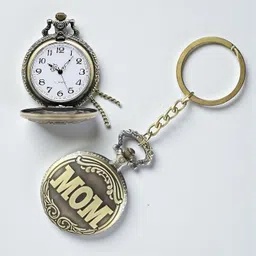SARASI Vintage MOM Pocket Watch Keychain | Classic Quartz Chain Watch Gift for Mother, Pocket Watch Bronze Metal Pocket Watch Chain-picture-23