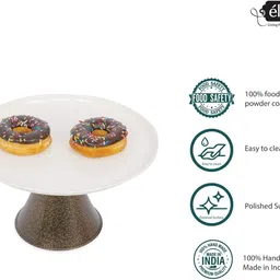 elan Tall Cake Stand with Cake Server,Cupcake Stand for Party, 14.5 Inch, Metal (Broken Black & Off White) Steel Cake Server image 4