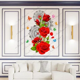 divinedesigns 51 cm Red Roses & Beautiful Mandala Design Art Self Adhesive Sticker-picture-32