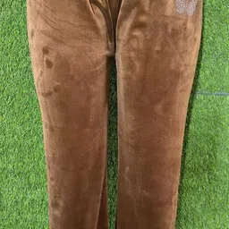 Women Regular Fit Brown Lycra Blend Trousers-image-0