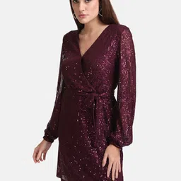 kazo Women Fit and Flare Purple Knee Length Dress image 3