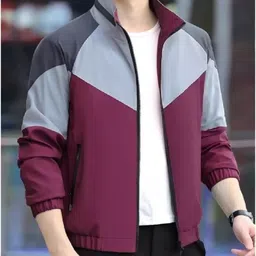 suhoor fashion Men Colorblock Biker/Riding Jacket image 4