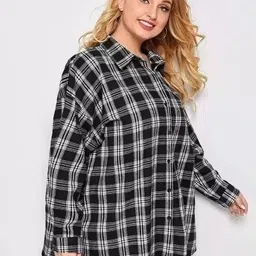 balajitra Women Regular Fit Checkered Spread Collar Casual Shirt image 2