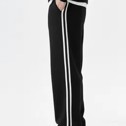 Men Loose Fit White Cotton Blend Trousers-image-73