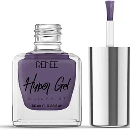 renee Hyper Gel Nail Paint Aubergine Purple, Chip Resisting Formula, High Shine Polish Aubergine Purple image 2