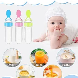 badal kidz Baby Silicone Feeding Bottle|Food Dispensing Spoon For Semi-Solid Food & Cereals Feeder image 4