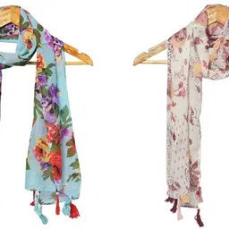 mss fashion Printed Chiffon Women Multicolor Stole, Scarf, Fancy Scarf-picture-16