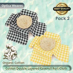 optica weaves Cotton Double Layer Roti Clothes Wrap with Flaps, Cotton Cloth for Chapati Checkered Roti Square Flap Cover-picture-28