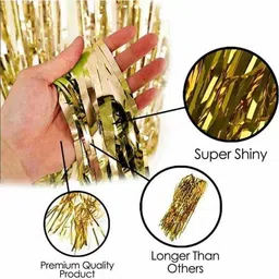 crafty villa Printed Printed Happy Birthday Combo Birthday Banner Golden Curtain With Balloon Balloon image 3