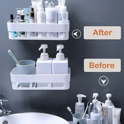 heymak 2pc Plastic Bathroom Kitchen Shower Storage Rack Shelf,Plastic Wall Shelf Plastic Wall Shelf image 3