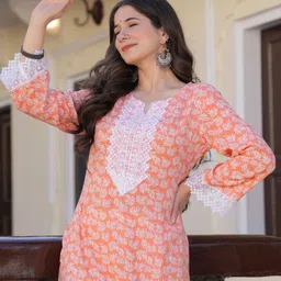 prisca Women Printed Viscose Rayon Straight Kurta image 4