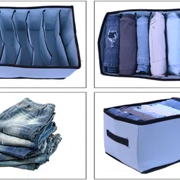 petals case GREY JEANS STACKER| CLOTH ORGANIZER|WARDROBE ORAGNIZER|JEANS ORGANIZER Storage Box image 3