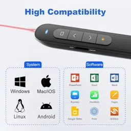 BTS Presentation Clicker PowerPoint PPT Clicker with Laser Pointer, RF 2.4GHz Wireless Presenter Remote Clicker Mac, for Powerpoint Presentations Presenter image 4