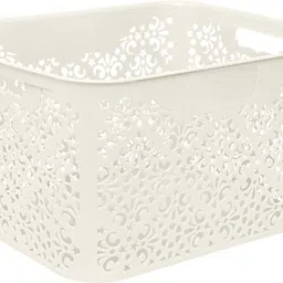 Polypropylene (Pack Of 1, Large) (White) (14.5 CM x 13.5 CM x 9 CM) Turkish Basket For Closet | Wardrobe | Kitchen | Vegetables | Toys | Books | Office | Stationery | Utility | Cosmetics | Accessories Without Lid Storage Basket Storage Basket-image-9