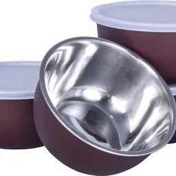 zaib Stainless Steel Mixing Bowl Stainless Steel Microwave Safe Euro Mixing Serving Bowl Set of 4 / Food Storage Container for Kitchen ( 4pcs x 500 ML Bowls)-picture-25