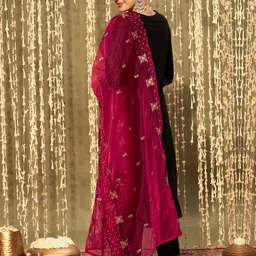 indo era Women Silk Blend Kurta Pant Dupatta Set image 2