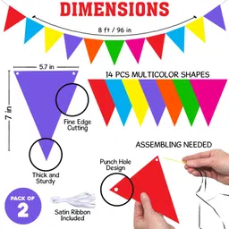 zyozi 300 GSM Paper Party Bunting Flags Banner for Birthday Decoration, (28 Pieces) Pennant Banner image 5