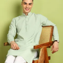 fubar Men Solid Cotton Blend Straight Kurta image 5