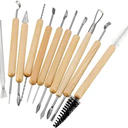 artistery 11 Pcs Ceramic Wooden Handle Professional Tools Kit for Clay Pottery, Sculpting Engraving Set image 3