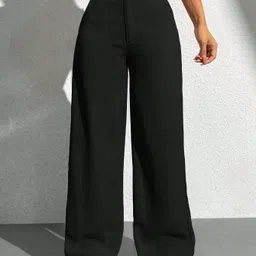 nucouths Women Regular Fit Black Cotton Blend Trousers image 5